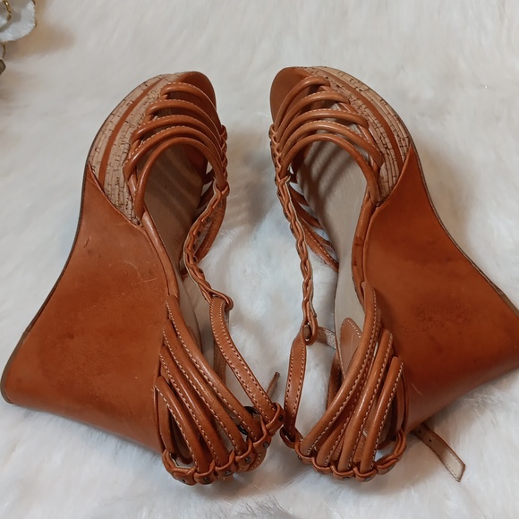 Frye Shay Strappy T / Tan Wedge Sandal Heel Size 10M - Picture 12 of 12